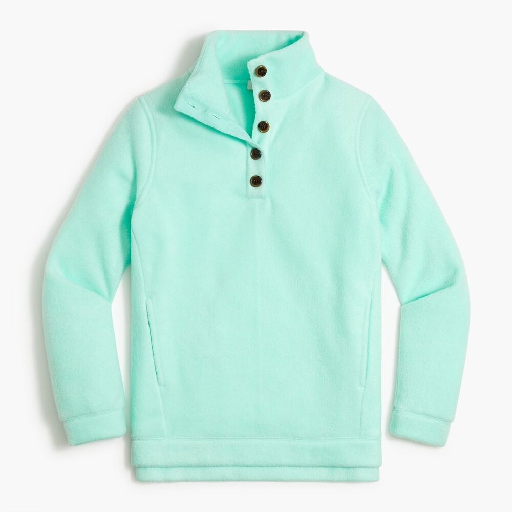 J Crew Womens Sherpa Button Front Tunic Sweater Mint Green Size XXS